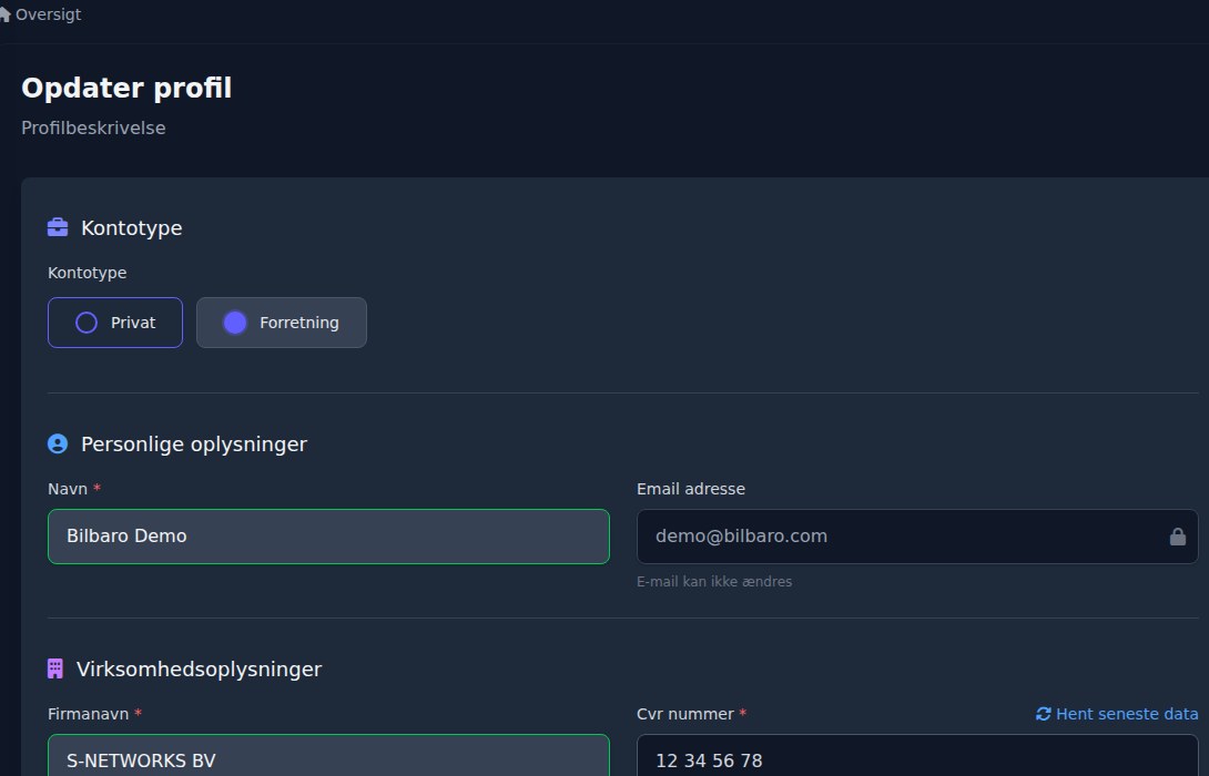 Bilbaro flow screenshot: Min profil Top