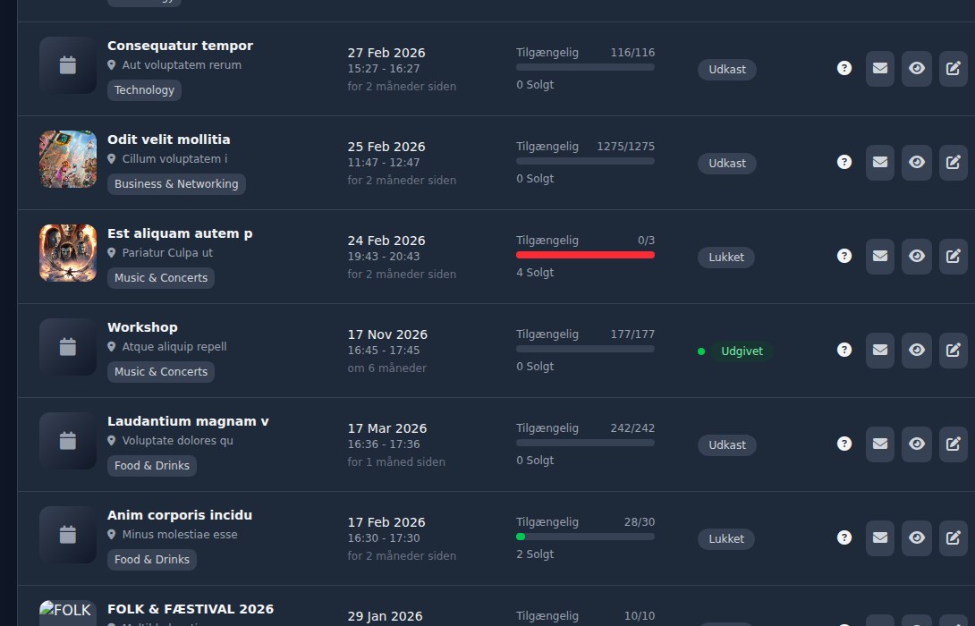 Bilbaro flow screenshot: Alle begivenheder Detaljer