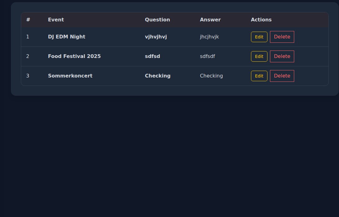 Bilbaro flow screenshot: FAQ-liste Midt