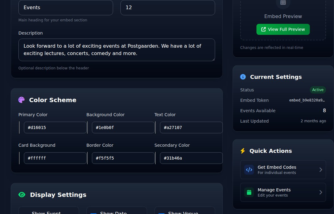 Bilbaro flow screenshot: Integrer indstillinger Overblik