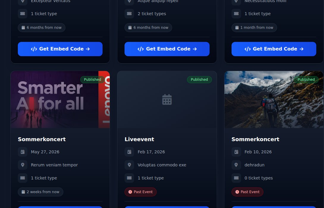 Bilbaro flow screenshot: Embed eventliste Midt