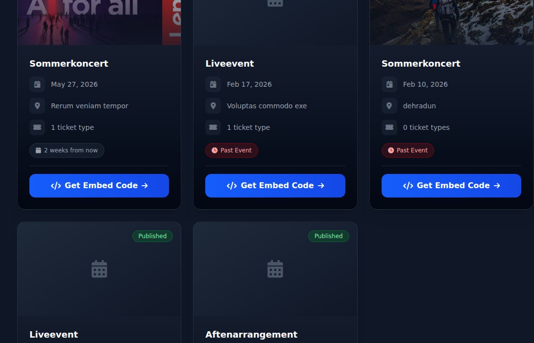 Bilbaro flow screenshot: Embed eventliste Detaljer