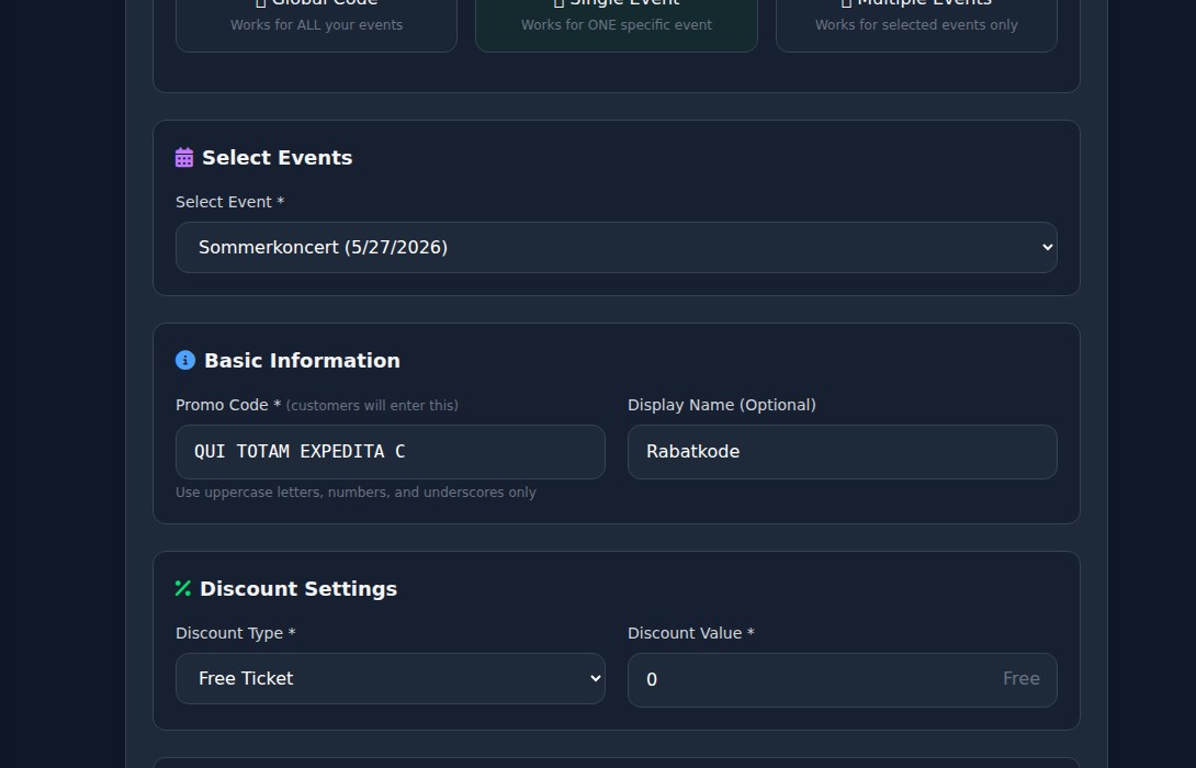 Bilbaro flow screenshot: Rediger rabatkode 2 Overblik