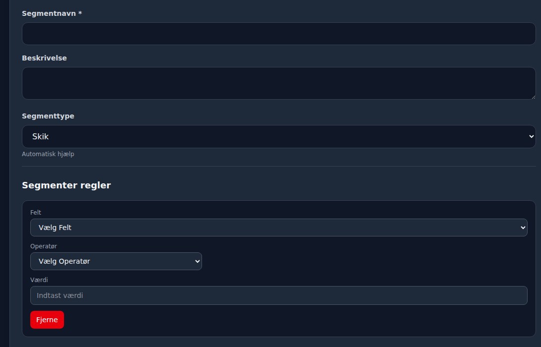 Bilbaro flow screenshot: Opret segment Midt