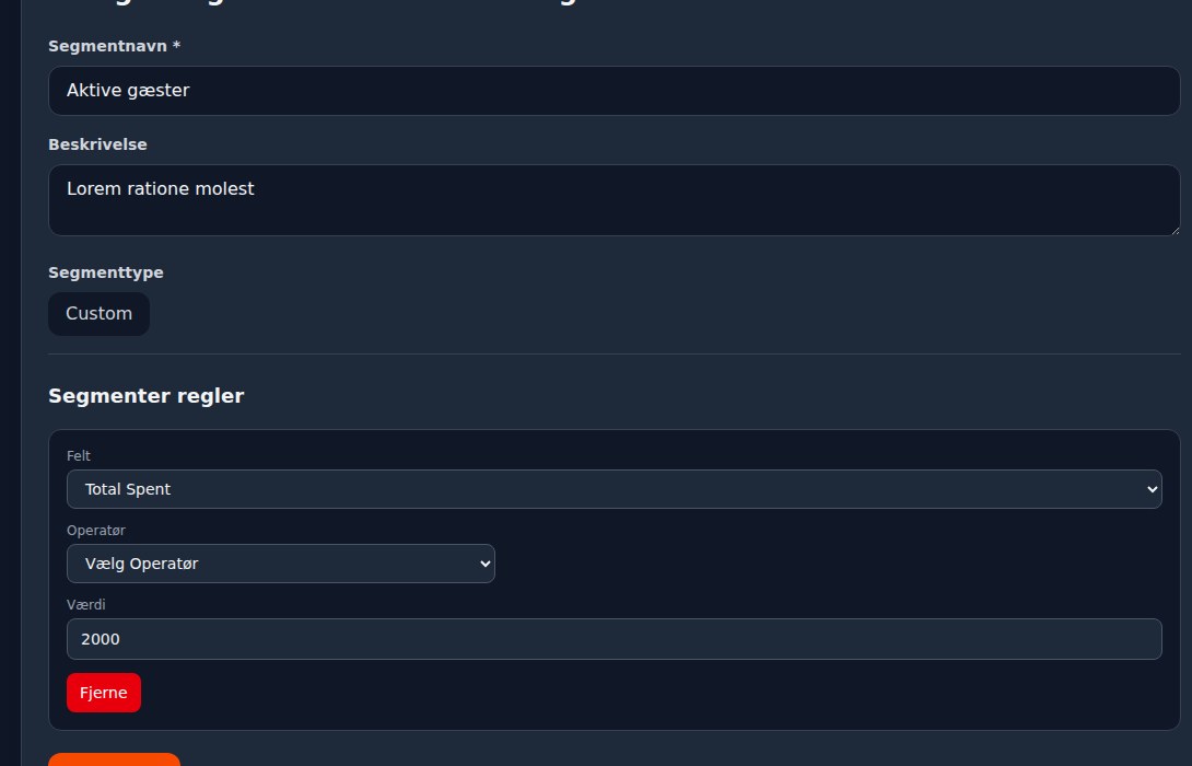 Bilbaro flow screenshot: Rediger segment Midt