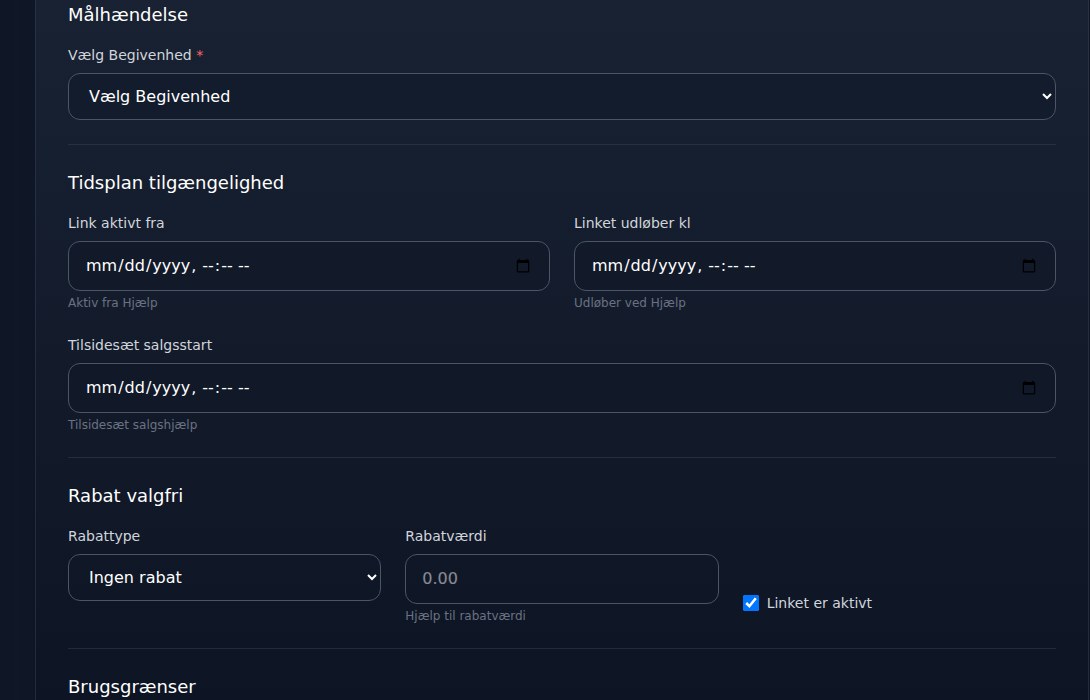 Bilbaro flow screenshot: Opret smart link Midt