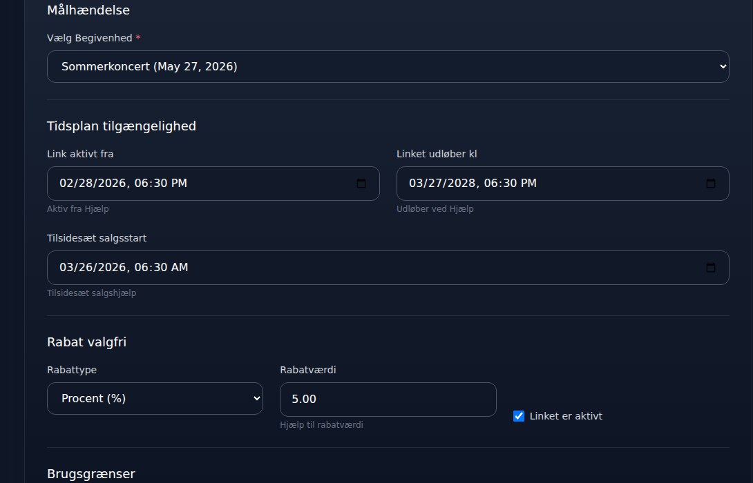 Bilbaro flow screenshot: Rediger smart link Midt