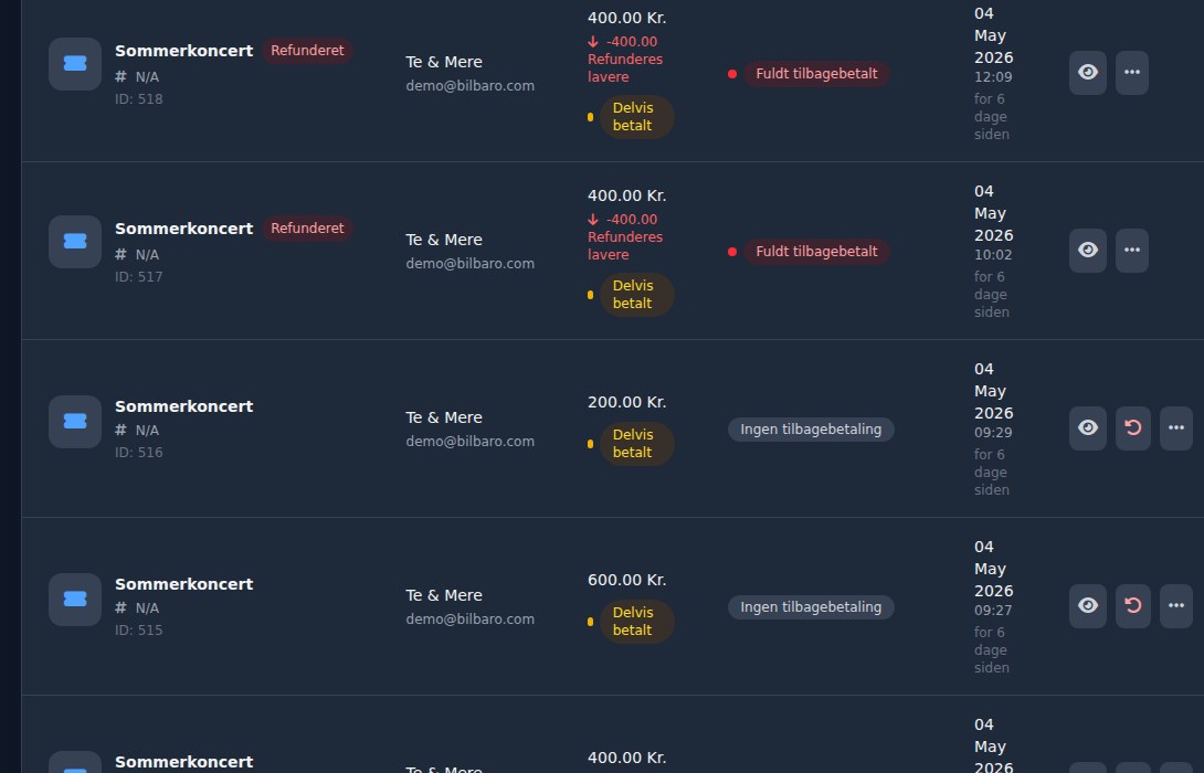 Bilbaro flow screenshot: Refunderinger Midt