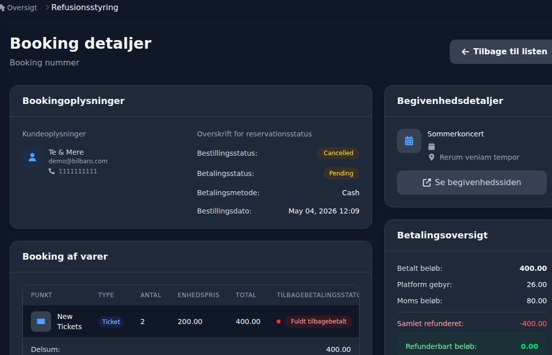 Bilbaro flow screenshot: Booking refundering Top