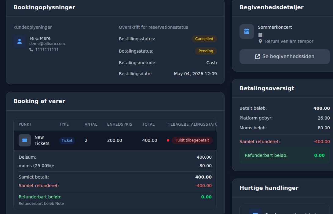 Bilbaro flow screenshot: Booking refundering Midt