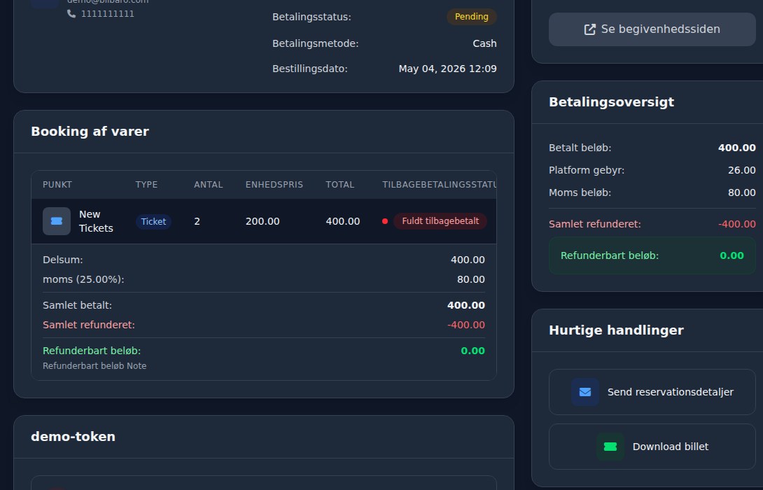 Bilbaro flow screenshot: Booking refundering Bund