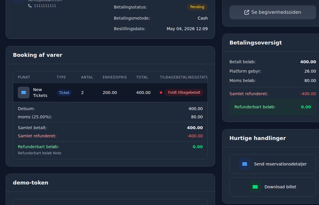 Bilbaro flow screenshot: Opret refundering Bund