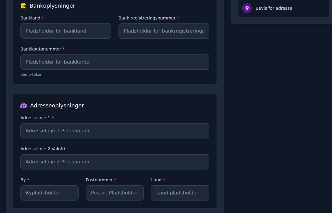 Bilbaro flow screenshot: Opret udbetalingskonto Bund
