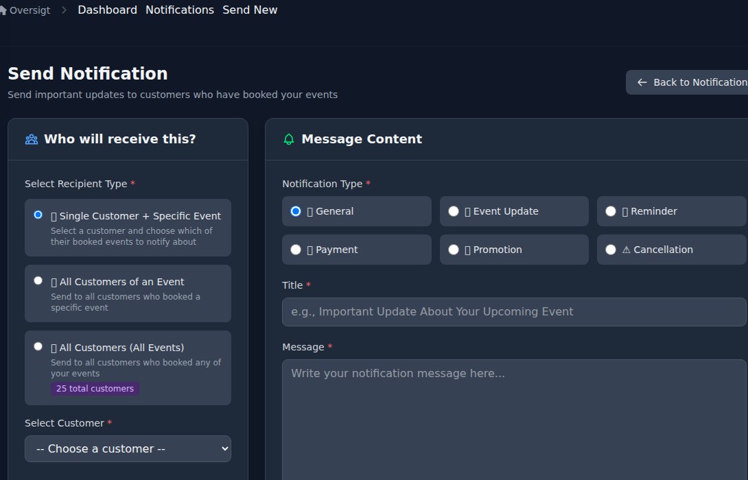Bilbaro flow screenshot: Opret notifikation Top