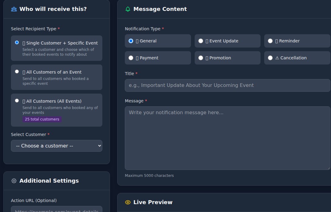Bilbaro flow screenshot: Opret notifikation Midt