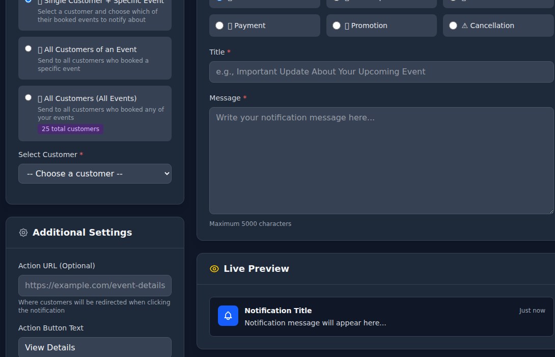 Bilbaro flow screenshot: Opret notifikation Bund