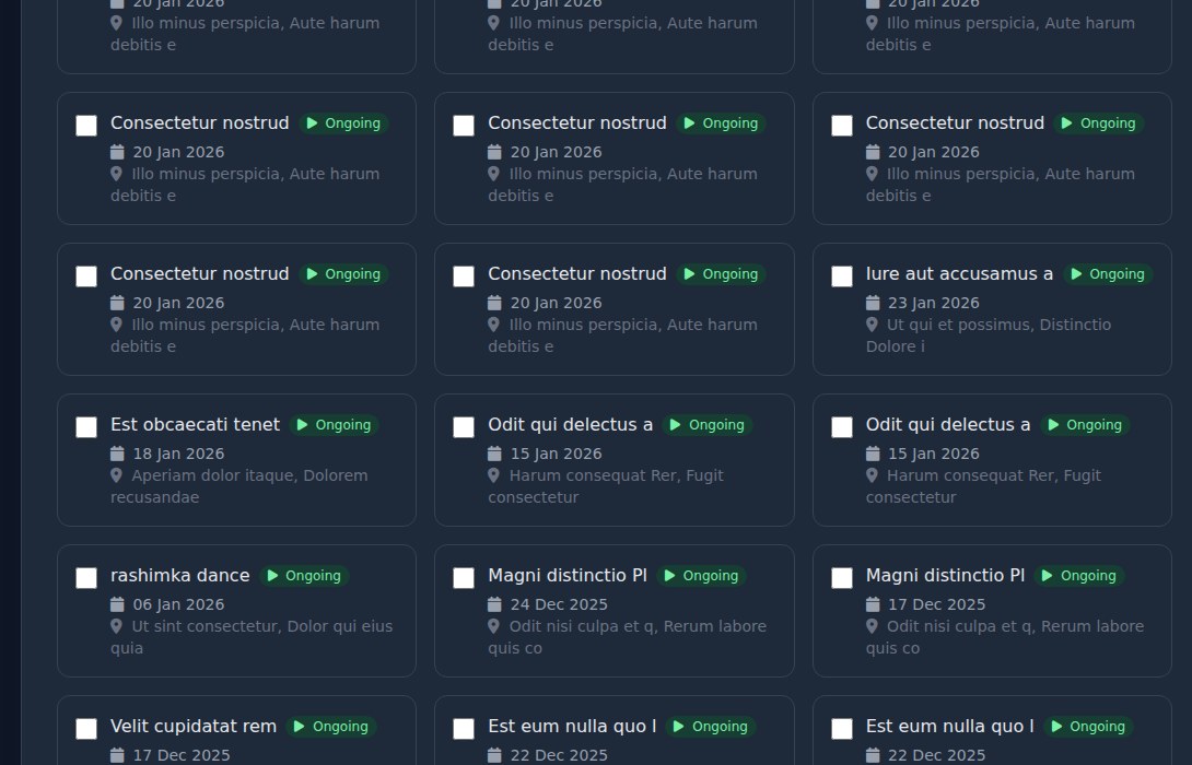 Bilbaro flow screenshot: Tildel ambassadør-events Midt