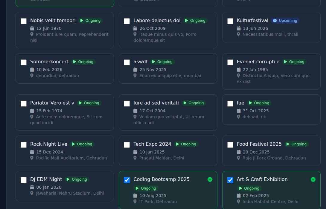 Bilbaro flow screenshot: Tildel ambassadør-events Bund