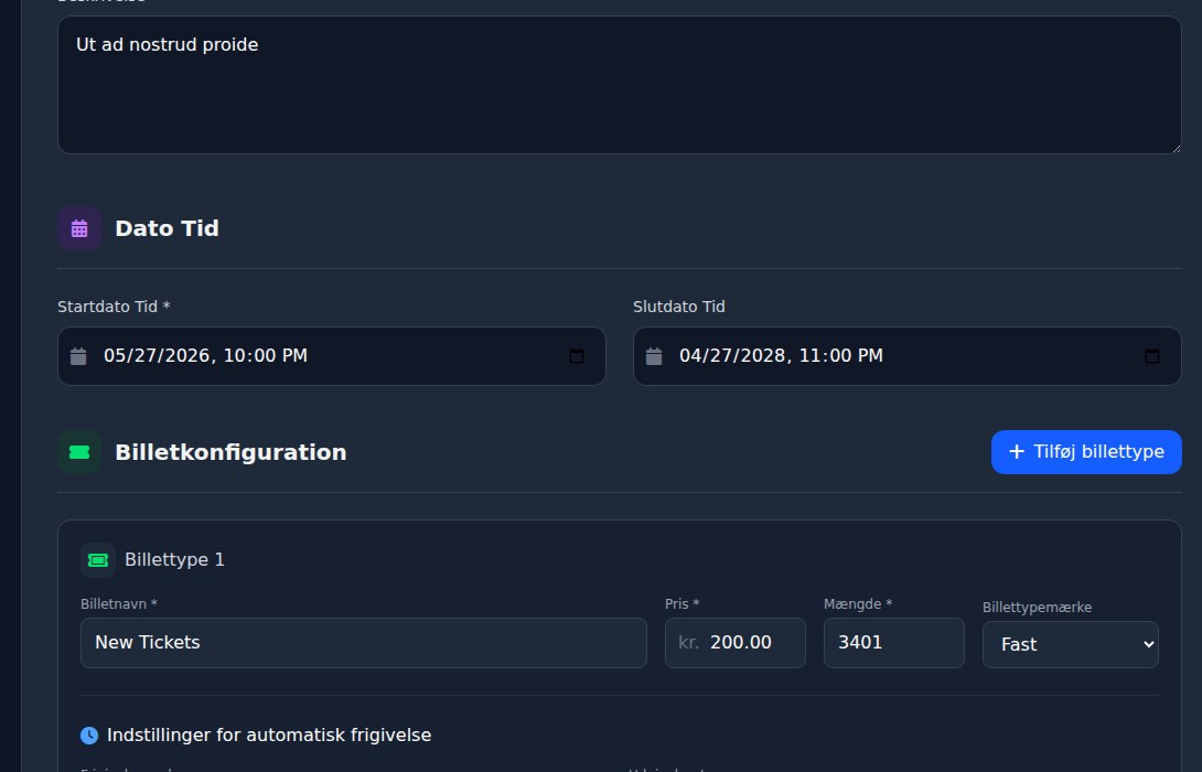 Bilbaro flow screenshot: Rediger Sommerkoncert Overblik