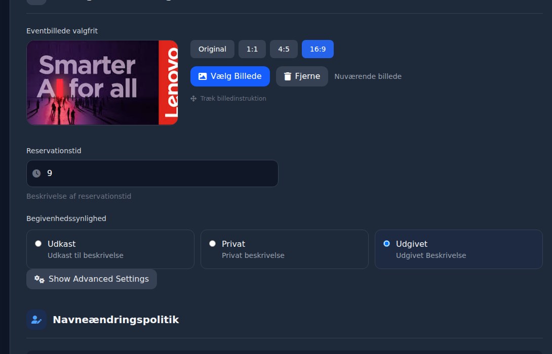 Bilbaro flow screenshot: Rediger Sommerkoncert Detaljer