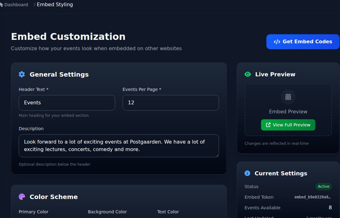 Bilbaro dashboard: Integrer indstillinger