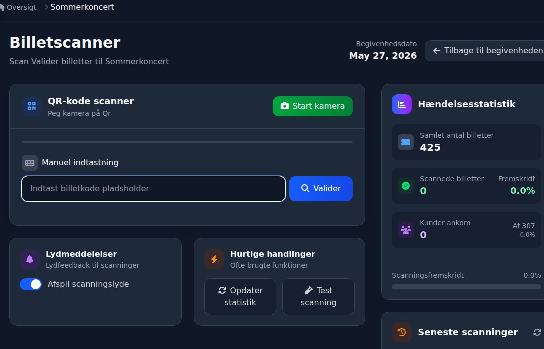 Bilbaro dashboard: QR-scanner
