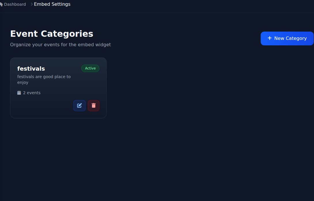 Bilbaro dashboard: Embed kategorier